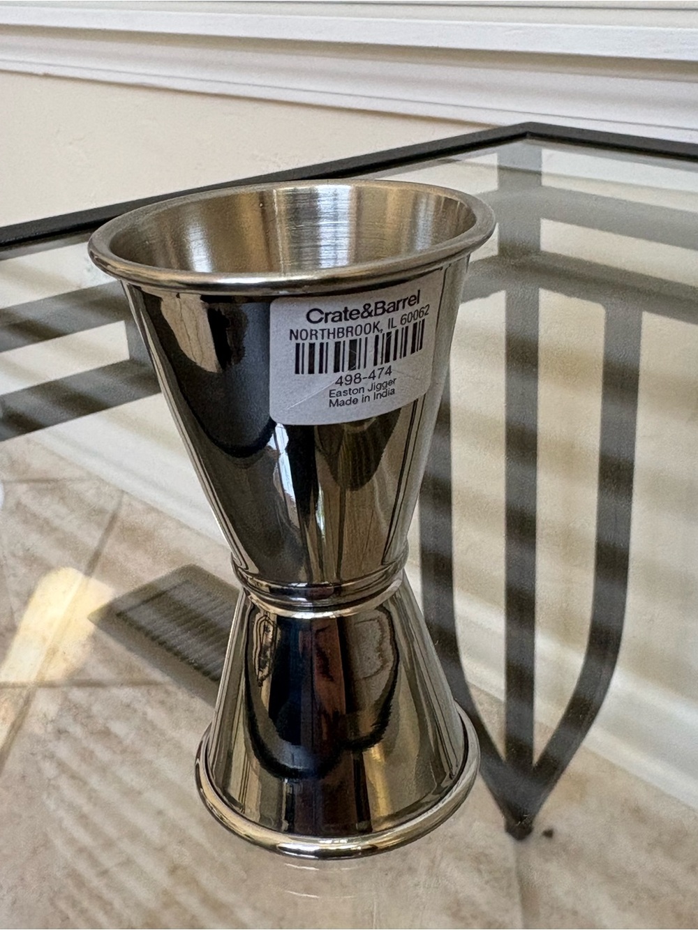 Crate&Barrel Polished Stainless Double-Sided Jigger - Silver